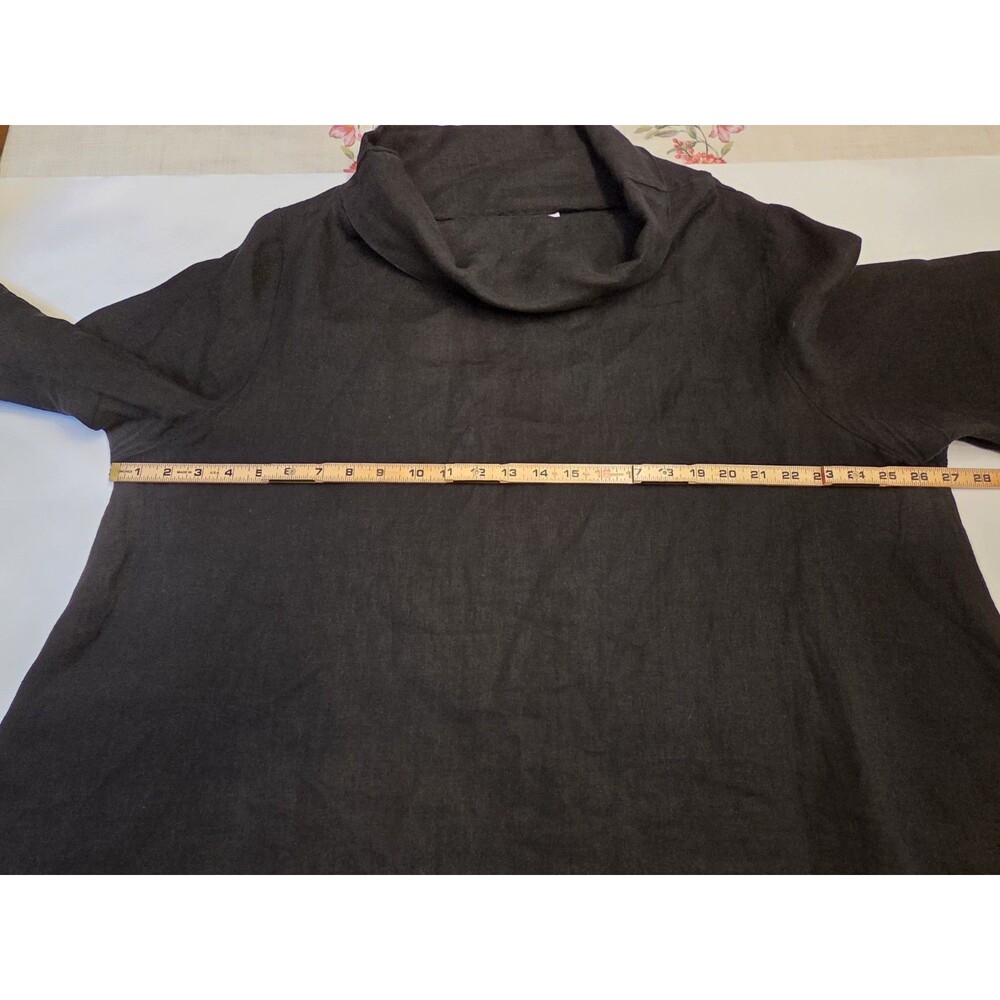 Bryn Walker XL Black 100% Linen Tunic Top Cowl Neck Made in USA Lagenlook Boho - Picture 7 of 8